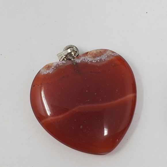 Tiger Eye and Red Agate carved into hearts and mounted for a necklace EUC - Picture 6 of 6
